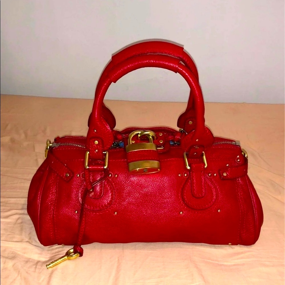 CHLOÉ Red Paddington Leather Bag